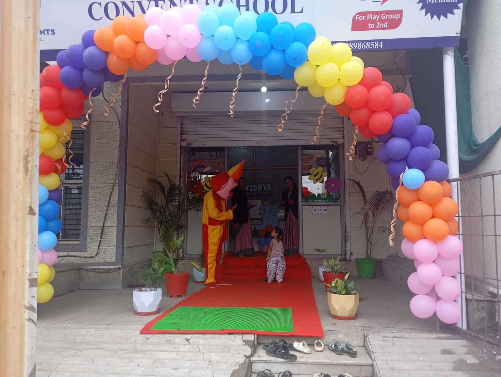 Students on Opening Day at Vidhya Heights